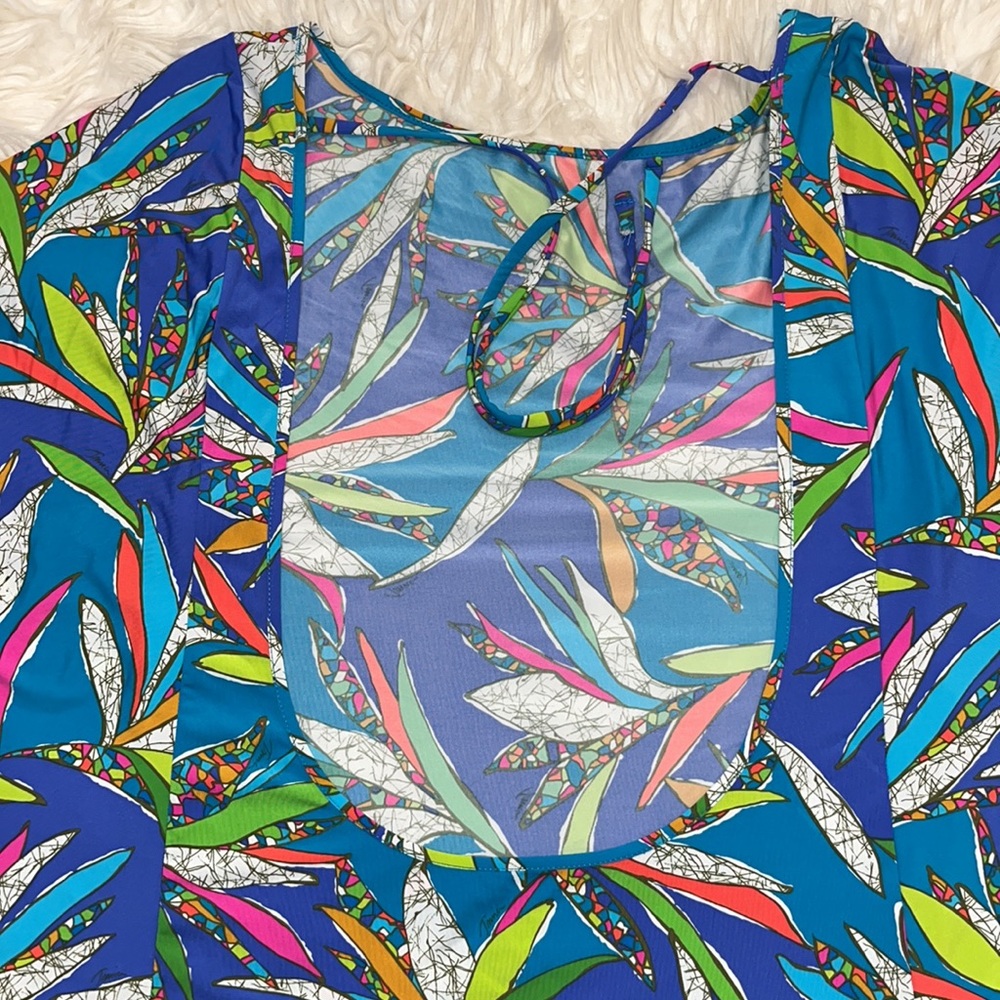 NWOT Trina Turk Multicolored Floral Print Swim Cover-Up Tunic Dress - Picture 9 of 11
